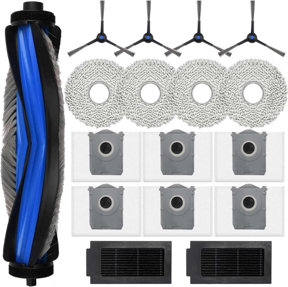 Accessoires Geschikt voor Ecovacs Deebot T50 Omni/T50 Pro Omni/T50 Max Pro, JKOISL 1 x hoofdrolborstel, 6 x stofzak, 4 x zijborstels, 2 x filter 4 x dweildoeken, reserveonderdelen zuigrobot, accessoireset — afbeelding 1