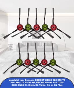 (10 Stuks) Zijborstel Vervangende Onderdelen geschikt voor Robotstofzuiger Ecovacs DEEBOT OZMO 920 950 T8 AIVI Max T9 T5 N5 N7 N8+ N8 Pro N8 Pro DX55 DX93 DJ65 X1 Omni, X1 Turbo, X1 en X1 Plus — thumbnail 1