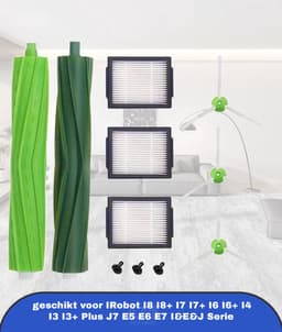 1 Set Van Vervangende Onderdelen geschikt voor IRobot I8 I8+ I7 I7+ I6 I6+ I4 I3 I3+ Plus J7 E5 E6 E7 I&E&J Serie Stofzuiger, Inclusief Multi-Surface Rubber Borstels, HEPA Filters En Edge-Sweeping Borstels — thumbnail 1