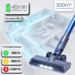Sommertal snoerloze stofzuiger VARIO150 | 3-in-1 apparaat | 3-traps turbo stofzuiger met 45min looptijd en snellaadfunctie | voor 300m² | tapijt harde vloeren huisdierhaar | LED snoerloze stofzuiger Steelstofzuiger — thumbnail 3