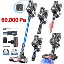 Grenintol 6-in-1 Steelstofzuiger Draadloos – Steelstofzuiger – 60.000 Pa – 2500 mAh Accu – Draadloze Stofzuiger - Accu tot 60 Minuten – Stofzuiger zonder Zak 1,2 L Stofbak – Stofzuiger Draadloos met LED Licht – Voor Tapijten en Harde Vloer – Rood — thumbnail 1