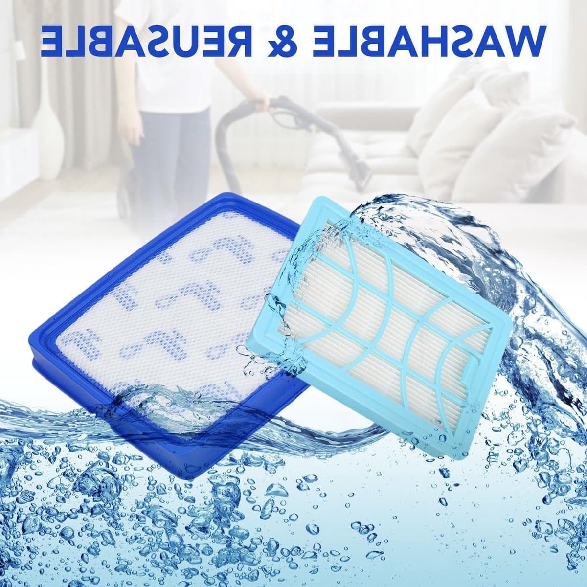 Set van 2 vervangende filters voor PowerPro Expert stofzuiger | Geschikt voor FC9729/09, FC9741/09, FC9742/09, FC9743/09, FC9744/09, FC9745/09, FC9746/09 | Stofzuigeraccessoires, HEPA-filters, Vervangingsonderdelen — afbeelding 1