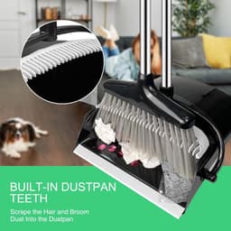 Stoffer en blik - Veegset - Huishoudelijk schoonmaken - Met kamtanden - Verstelbaar - Zilver — thumbnail 3