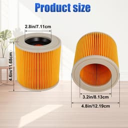 Patroonfilter compatibel met Karcher - 2 stuks vervanging voor WD2 WD3 MV2 MV3 Serie A K SE 4001 SE 4002 nat- en droogstofzuigers - onderdeelnummer KAR64145520 van Gekufa. — thumbnail 2
