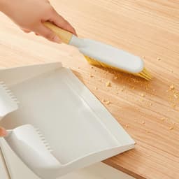 Mini Stoffer En Blik - Kleine Bezem Set - Bureau Schoonmaken - Natuurlijk Houten Handvat — thumbnail 2