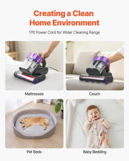 Norvia Handstofzuiger Met Verwarming En Ultrasoon - Stofzuiger Voor Bank En Matras - Diepe Reiniging Voor Allergenen Vuil En Stof — thumbnail 5