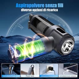 Handstofzuiger - Draagbare stofzuiger - Auto en huis - 4-in-1 functie - 25000 Pa - Grijs — thumbnail 2