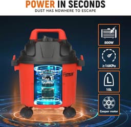 800 W nat- en droogzuiger met 10 liter capaciteit voor efficiënt reinigen — thumbnail 4