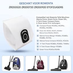 GELLDG Geschikt voor Hygiene+ stofzuigerzakken ZR200520 ZR200720 ZR200920 - 15 stuks - Geschikt voor Rowenta, Tefal, Moulinex Silence Force, Green Force, Power XXL, X-Term Power en Compact Power stofzuigers RO3969EA, RO3143EA en RO7473EA. — thumbnail 4