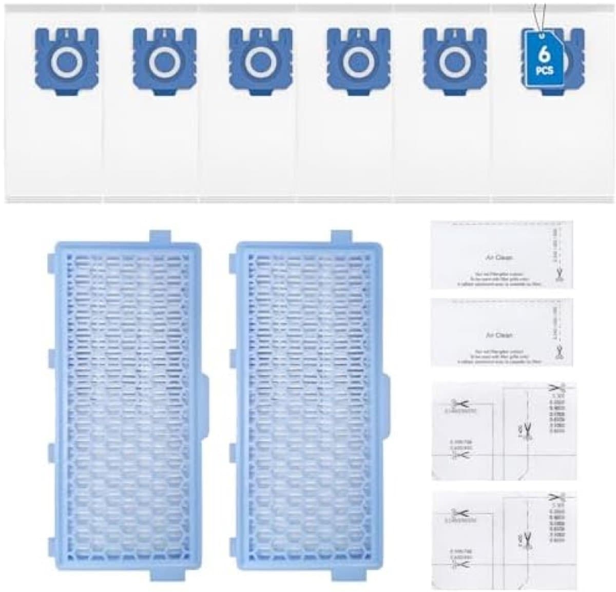 Accessoires geschikt voor Miele GN Complete C3 C2 Compact C1 C2 S8340, 6 stofzuigerzakken 2 HEPA-filters 4 stofzakken met microfilter — afbeelding 1