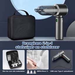 2-in-1 handstofzuiger accu, 18000PA handstofzuiger, draadloos, autostofzuiger, sterk, 3 snelheden 200.000 tpm elektrische stofblazer persluchtspray voor het reinigen van auto, keuken, pc, bank, kantoo — thumbnail 5