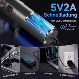 Handstofzuiger, 28000 PA autostofzuiger, 4-in-1 autostofzuiger met borstelloze motor, 3 standen, mini-stofzuiger zonder kabel, voor dierenharen, auto, huishouden — thumbnail 4