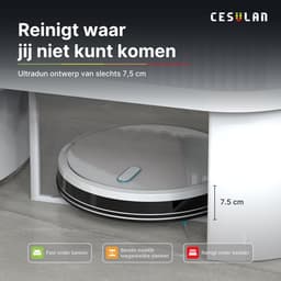 Cesulan 3-in-1 Robotstofzuiger met Laadstation – Robotstofzuiger met Dweilfunctie – Automatisch leegstation – Dweilrobot robotstofzuiger met Opvangbak – 3000 Pa – App Bediening – Gyroscoopnavigatie – 140 min batterij — thumbnail 3