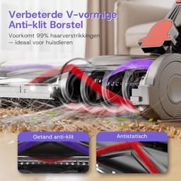 Draadloze Stofzuiger - Grijs - 600W - Met LED Touchscreen en Anti-klit Borstel - Voor Tapijt en Harde Vloeren — thumbnail 5