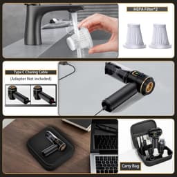 Handstofzuiger - Zwart - Draadloos - Oplaadbaar en Lichtgewicht - Voor Auto en Thuis — thumbnail 5