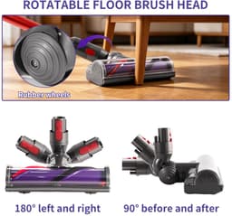Borstel compatibel met Dyson V7 V8 V10 V11 V15 Gen5 met rubberen wielen voor laagpolige tapijten en harde vloeren — thumbnail 2