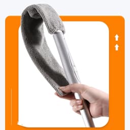 Intrekbare Stofreiniger - Stofdoek Lange Steel - Diepe Reiniging - Buigbare Microvezelkop - 162 cm Lengte - Grijs — thumbnail 2