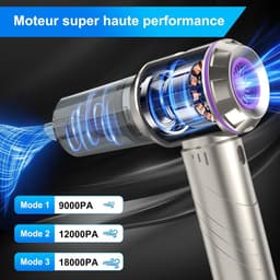 Handstofzuiger 4-in-1 - Mini Stofzuiger - Auto Reinigen - Borstelloze Motor - 18000 Pa - Zwart — thumbnail 5