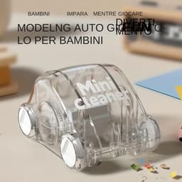 Bureau reiniger - Mini plumeau - Werkplek opruimen - Decoratief wagentje - Compact formaat - Transparant — thumbnail 5