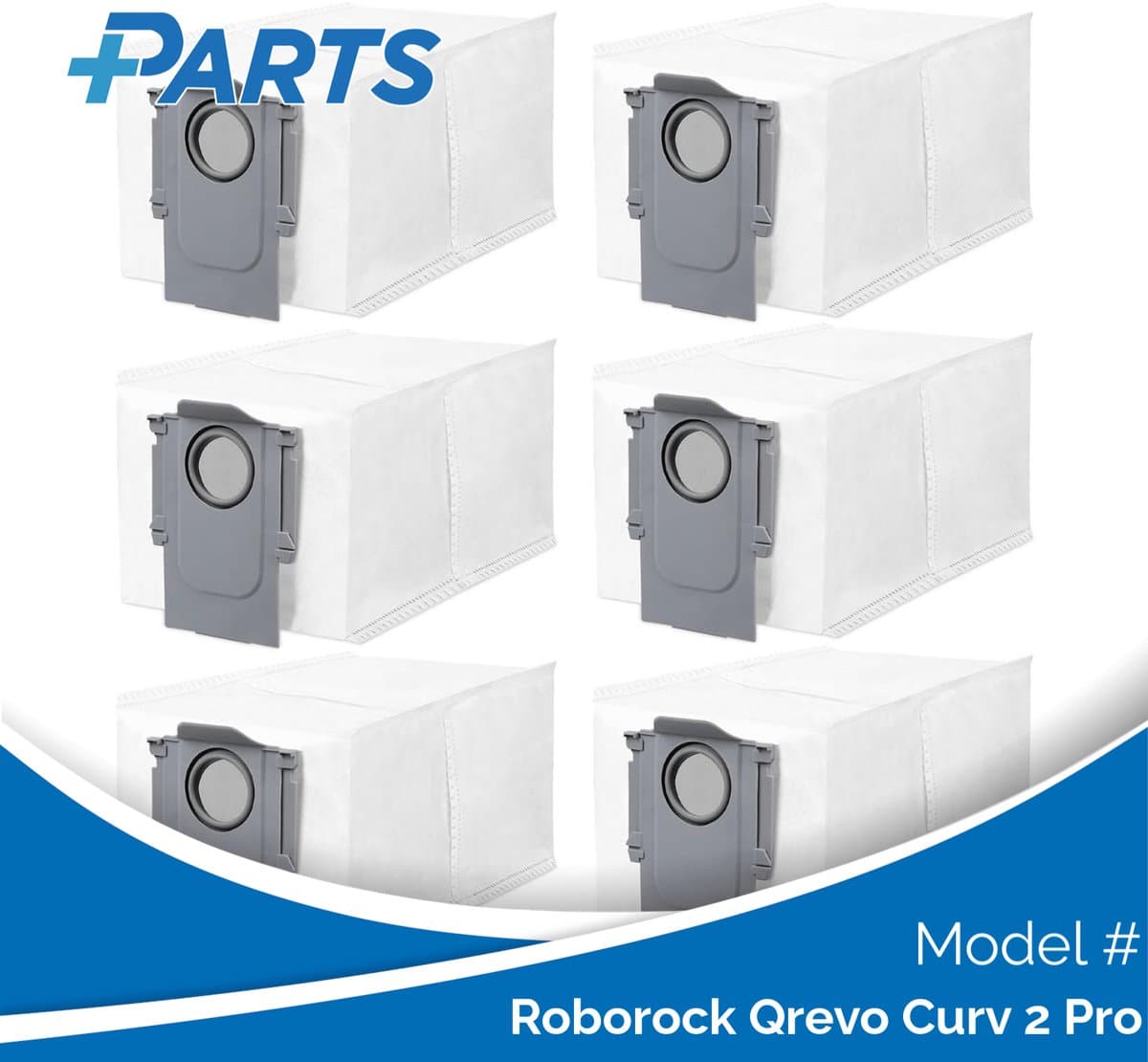 Roborock Qrevo Curv 2 Pro Stofzakken (6 Stuks, Plus.Parts® alternatief voor 8.02.0239) — afbeelding 1