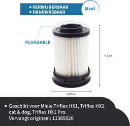 Replacements® – 4 fijnstoffilters en krabber voor Miele Triflex HX1, vervangt 11289902 / 11385020 / HX‑FSF — thumbnail 3