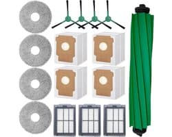 JGS Premium Vervangingsset geschikt voor iRobot Roomba Plus 405/505 Combo, 16-delig, met rubberen borstel, mopdoeken, stofzakken, filters en zijborstels