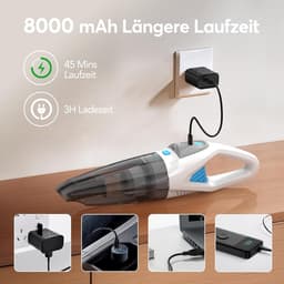 Handstofzuiger - Wit - Draadloos - Met HEPA-filter en 45 min. Looptijd - Voor Keuken, Auto en Dierenhaar — thumbnail 3