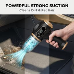 KZQ Handheld auto stofzuiger met LCD-scherm - Draadloze oplaadbare stofzuiger voor auto thuis kantoor en huisdierharen - 7-in-1 reinigingsset - Blauw — thumbnail 2