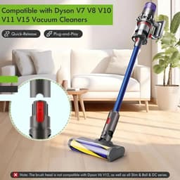 Gemotoriseerde borstelkoppen met laser-LED's geschikt voor Dyson V7, V8, V10 en V11 – direct aangedreven borstelkoppen voor harde vloeren en laagpolige tapijten – vloerzuigmonden voor stofzuigers — thumbnail 4