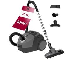 JCP® Stofzuiger Zonder Zak - Stofzuiger - Compact en Licht - Zwart/Grijs - 33cm x 25cm x 42cm
