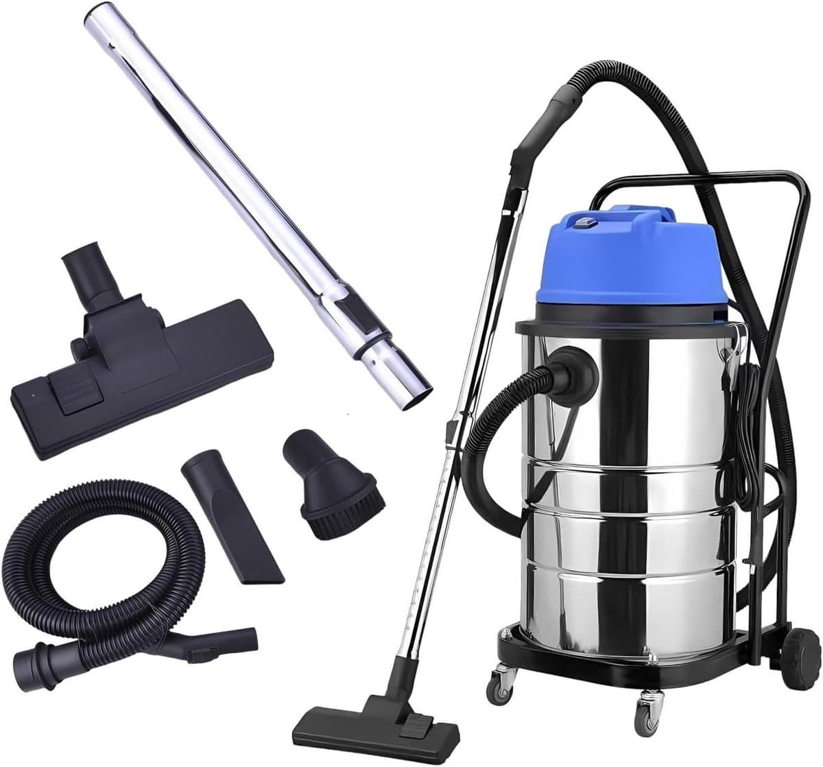 Nat- en Droogzuiger - Stofzuiger Werkplaats - Bouwplaats Schoonmaken - 1400W Krachtige Zuigkracht - 60 Liter Tank - Blauw — afbeelding 1