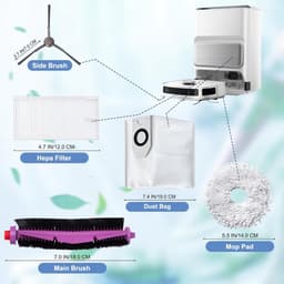 15-delig accessoireset - voor Eureka J12 Ultra stofzuigerrobot en Voor Midea V12 - met 1 hoofdborstel, 4 veegdoeken, 2 HEPA-filters, 2 stofzakken, 4 zijborstels — thumbnail 2