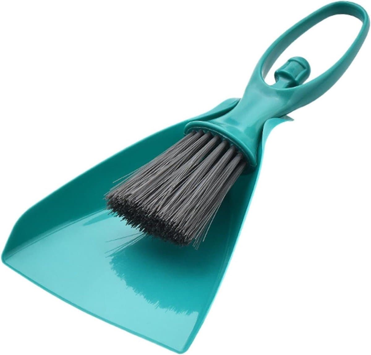 Mini Bezem Stoffer - Schoonmaakset Blik - Snel Opruimen - Ergonomisch Handvat - 11x23.5 cm - Groen — afbeelding 1