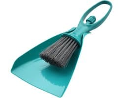 Mini Bezem Stoffer - Schoonmaakset Blik - Snel Opruimen - Ergonomisch Handvat - 11x23.5 cm - Groen