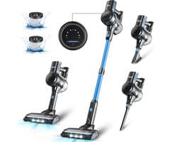Draadloze steelstofzuiger, INSE, S7P, blauw, 6-in-1 lichtgewicht steelstofzuiger, 26 kPa, 45 min. gebruiksduur, 65 dB, 265 W, 1 l tank