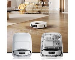 Stofzuigerzakken voor robotstofzuigers, meerlaags vlies, lekvrij design, 4 stuks, 2,5 liter capaciteit, accessoires voor optimale reiniging