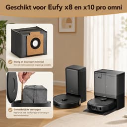10 Stuks premium stozuigerzakken geschik voor Eufy Clean X8 Pro/X10 Pro Omni robotstofzuiger, stofzak, accessoireset, reserveonderdelen, grote capaciteit — thumbnail 5