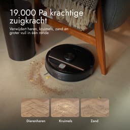 Bloomfold Robotstofzuiger met Dweilfunctie & Leegstation - 19.000Pa Zuigkracht – LiDAR Navigatie - 180 minuten - Slimme AI Robot Stofzuiger - Geschikt voor Huisdierhaar — thumbnail 4