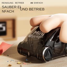 Bureaustofreiniger - Mini stofzuiger - Bureau opruimen - Decoratief ontwerp - 8x8x6 cm - Zwart — thumbnail 2
