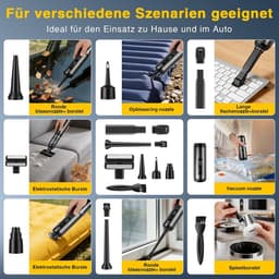 Draadloze Handstofzuiger - Mini Stofzuiger - Auto Interieur Reinigen - 16000 Pa Zuigkracht - 4-in-1 Functies - Zwart — thumbnail 5