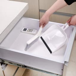 Handbezem Stoffer - Kleine set - Bureau opruimen - Gekarteld ontwerp - 28 x 21 cm - Wit — thumbnail 4