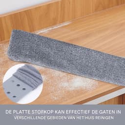 Microfiber Stofwisser - Platte Stofkop - Onder Apparaten Reinigen - Uitschuifbare Steel - Verstelbaar - Grijs — thumbnail 5