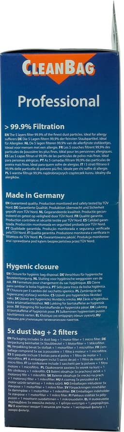 CleanBag Professional stofzuigerzakken 5 stuks - Geschikt voor Miele S241-256i, S290-S299, S300i-S399, S500-S578, S700-S799, S4000-S4999, S6000-S6999, Compact C1, Compact C2 & Complete C1 - FJM - Inclusief 2 filters - Alternatief — thumbnail 3