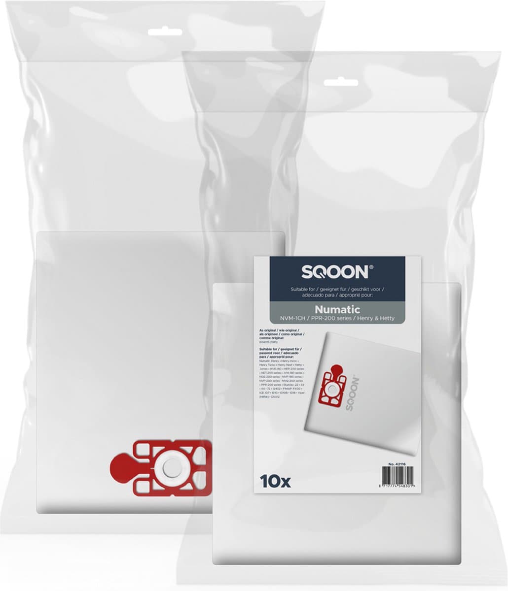 SQOON® Stofzuigerzakken geschikt voor Numatic NVM-1CH Henry/Hetty/James - Model 604015 - 10 stuks — afbeelding 1