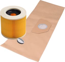 Geschikt voor KARCHER. VOORDEELPAK 10 stuks. stofzuigerzakken en Luchtafvoerfilter voor WD3300, WD3800, A2200-2254Me, A2500-3100, SE4001, SE4002, Papier. COVAKO Merk — thumbnail 3