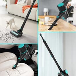 DailySupplies® Steelstofzuiger Draadloos - Stofzuiger zonder zak op accu - Inclusief Opzetstukken - Zwart met Turquoise — thumbnail 5