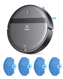 CleanWise Henk Robotstofzuiger + 4 dweildoeken – Nederlands Product – Voor Huisdieren – Met Dweilfunctie & Laadstation – Dweilrobot – 4500 Pa – HEPA 14 – Ultra dun 7,4 cm – App & Spraakbediening – Voor Huisdierharen, Harde Vloeren & Tapijt — thumbnail 1
