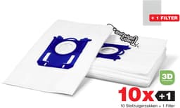 10x S-Bag 3D Stofzuigerzakken geschikt voor Philips, AEG, Electrolux - 10 stofzakken + 1 Filter - A-Kwaliteit Alternatief Microvezel Zakken — thumbnail 1