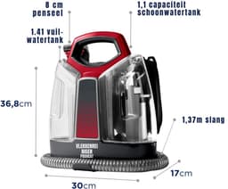 Aurixi® Tapijtreiniger machine - Tapijtreiniger - Tapijtreiniger apparaat - Zwart/Rood - 3cm x 25cm x 17cm — thumbnail 4