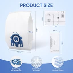 Vervangende stofzakken -Geschikt voor Miele Classic C1, Complete C2, Complete C3, S227/S240, S270, S400, S2, S5, S8 serie stofzuigers (6 stofzakken + 2 S-filters en lensfilters) — thumbnail 3